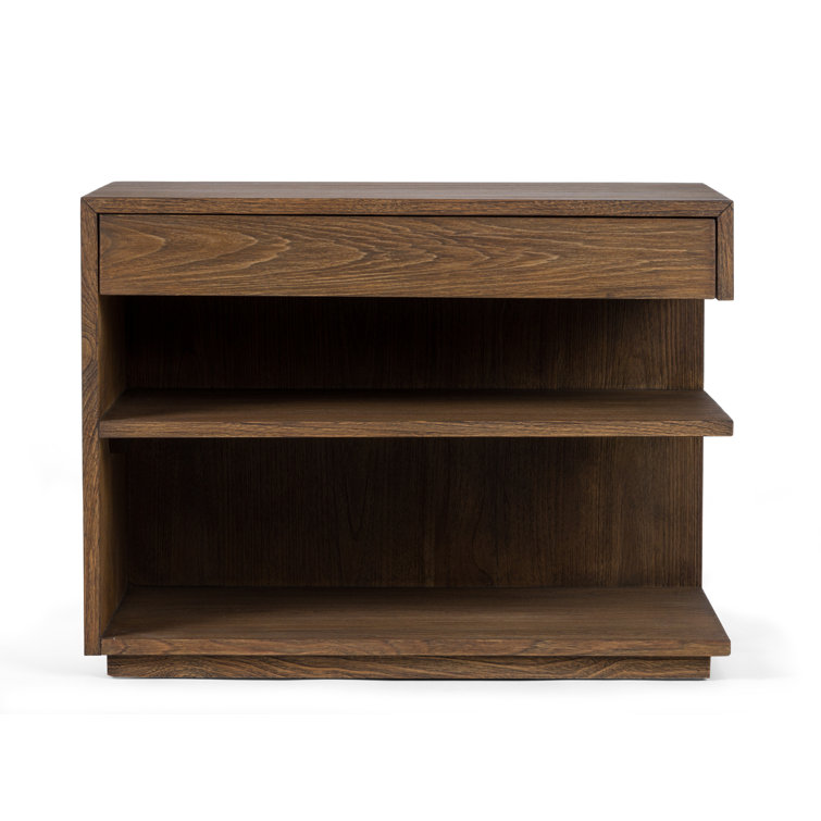 Mesa Teak and Leather 1-Drawer Nightstand