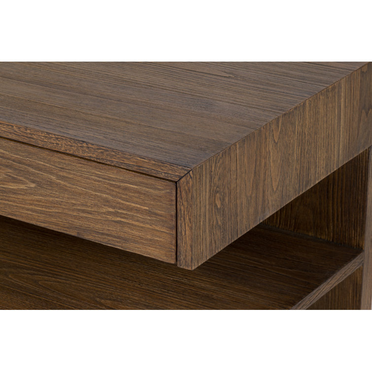Mesa Teak and Leather 1-Drawer Nightstand