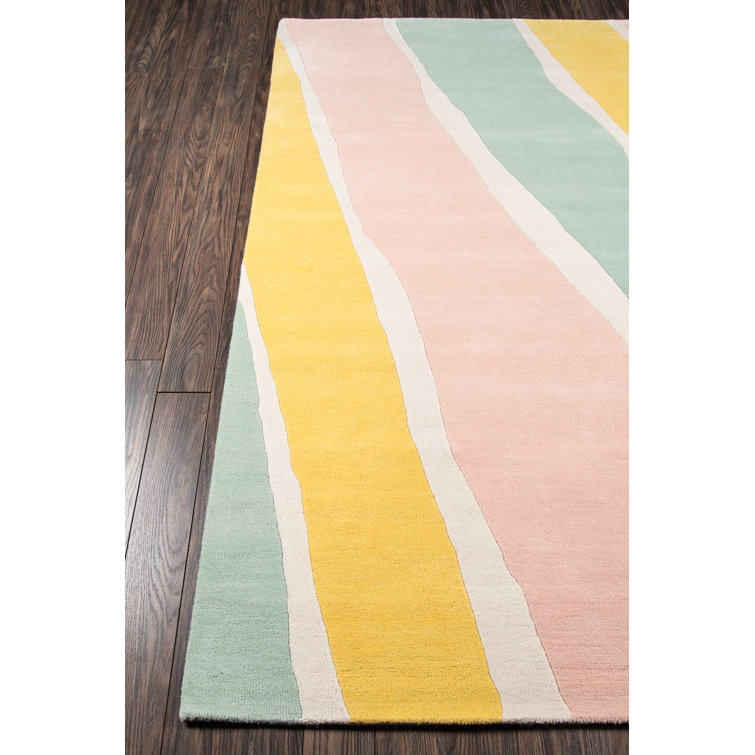 Pastel Stripes Hand-tufted Wool Area Rug 5' x 8'