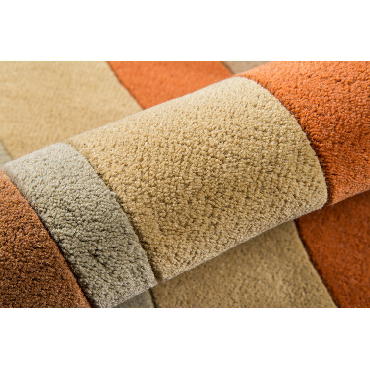 Handmade Ivory and Brown Wool Rectangular Rug 9' x 12'