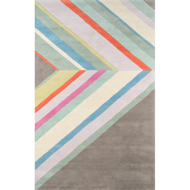 Hand-Tufted Chevron Wool Gray Area Rug, 9' x 12'