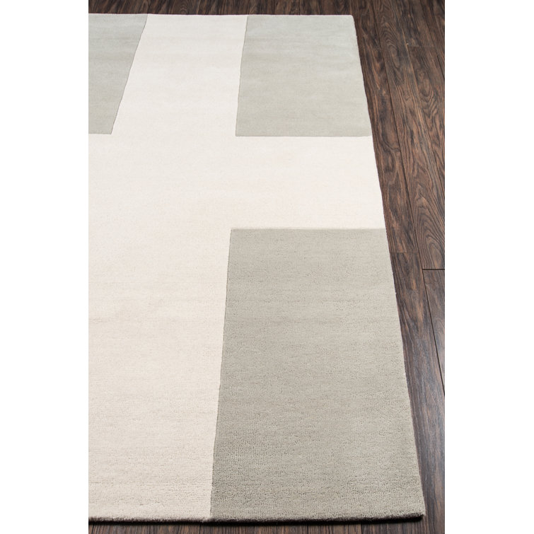 Gray and Off-White Hand-Tufted Wool Area Rug