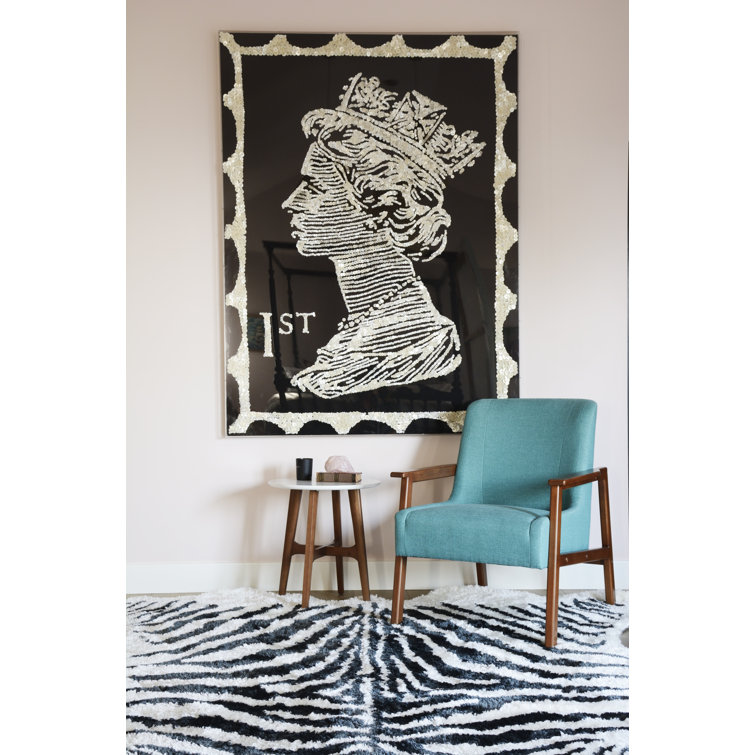 Zebra Striped Black and Turquoise Faux Fur Rug 3'6" x 5'6"