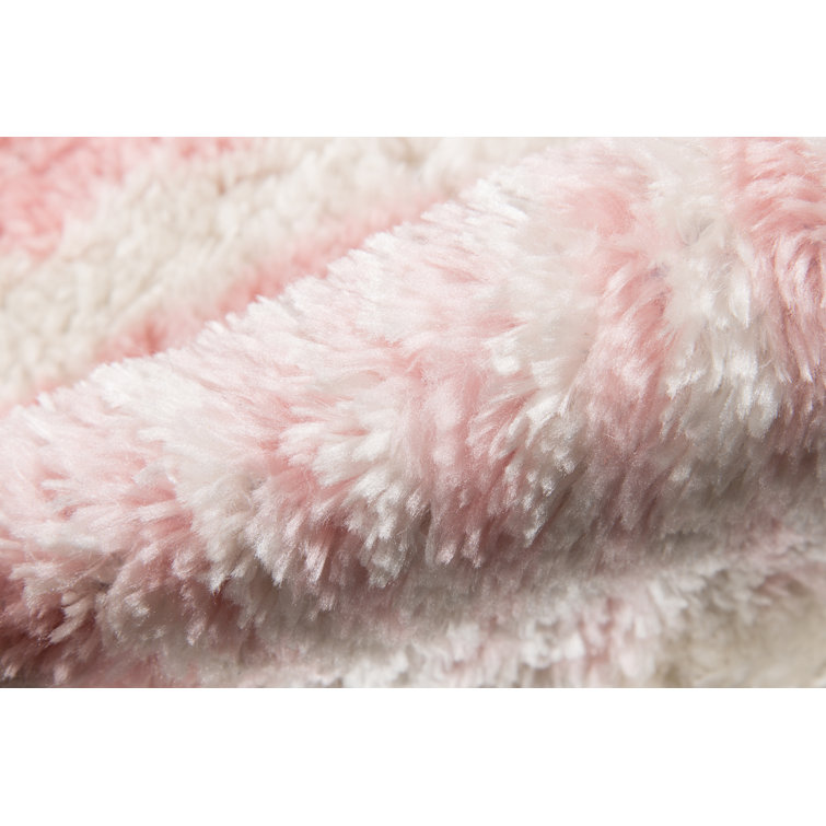 Handmade Pink and White Zebra Stripe Tufted Area Rug 7'6" x 9'6"