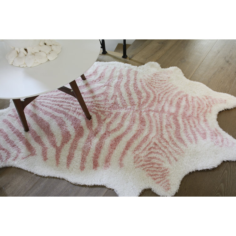 Plush Pink Zebra Stripe Hand-Tufted Area Rug, 3'6" x 5'6"