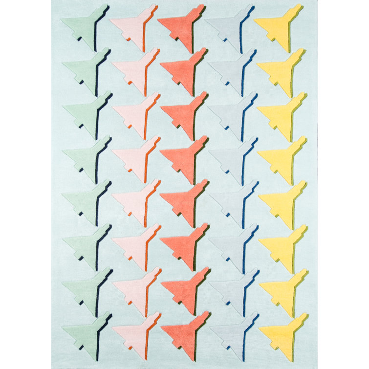 Seafoam Tufted Handmade Rectangular Kids Rug 66" x 42"