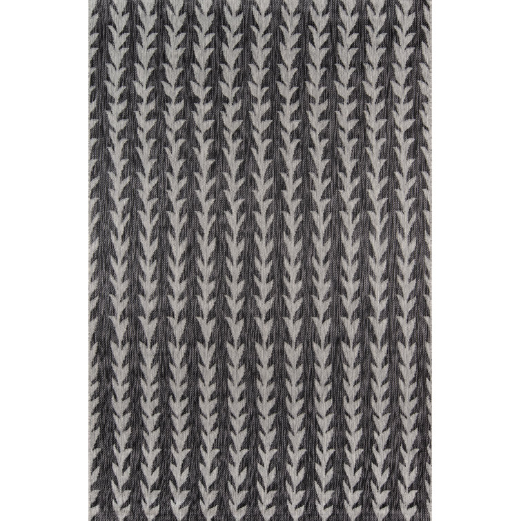 Charcoal and Light Gray Braided Synthetic Rectangular Rug