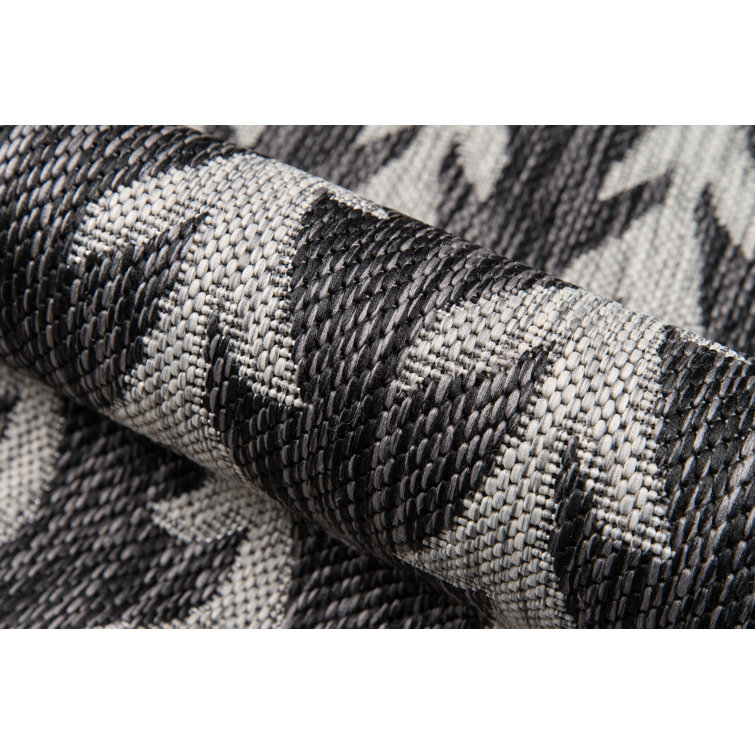 Charcoal and Light Gray Braided Synthetic Rectangular Rug