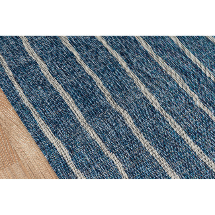 Blue Geometric Flat Woven Synthetic Runner Rug 2' x 6'