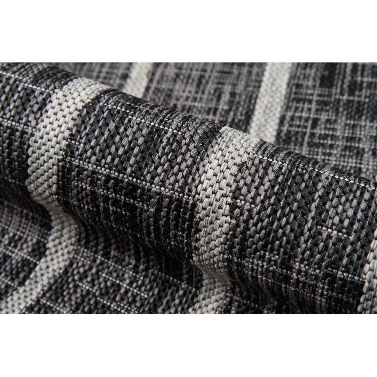 Coastal Stripe Blue Synthetic 5'3" x 7'6" Easy-Care Area Rug