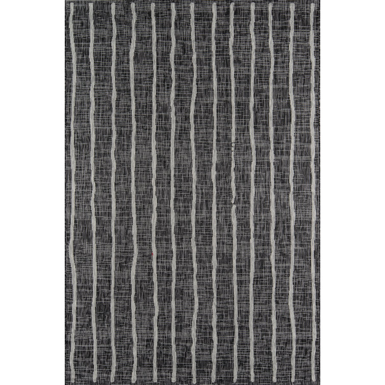 Charcoal Abstract Synthetic 6'7" x 9'6" Easy-Care Rug