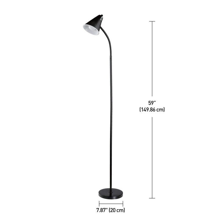 Sleek Arc 59" Matte Black LED Floor Lamp with Adjustable Gooseneck