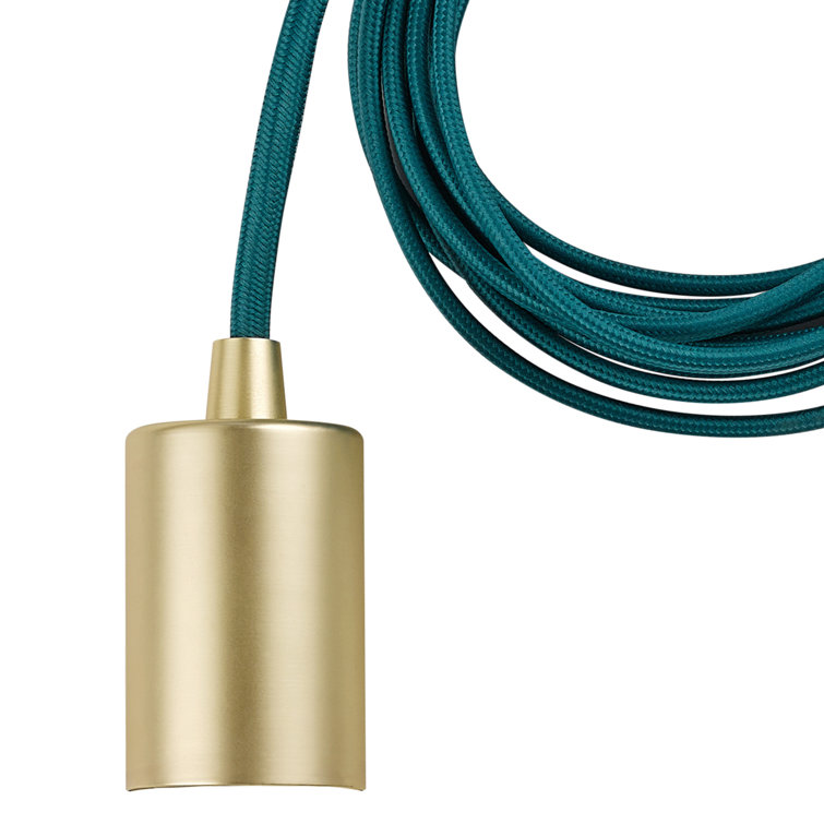 Emile Teal and Brass Globe Pendant with Adjustable Cord