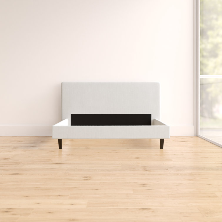 Anya Chic Avant-Garde White Upholstered Queen Bed with Wood Frame