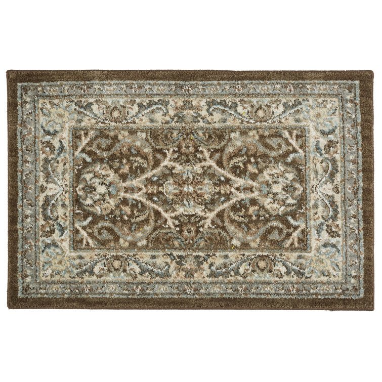Newbridge Brown and Beige Floral Synthetic Area Rug
