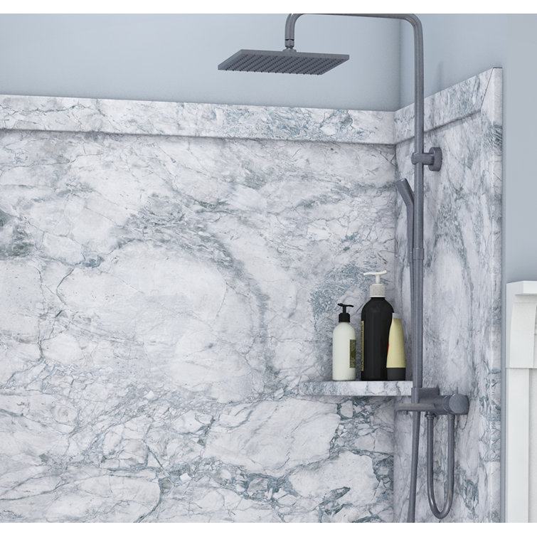 Elegance Everest Gray Marble 80" Alcove Shower Surround