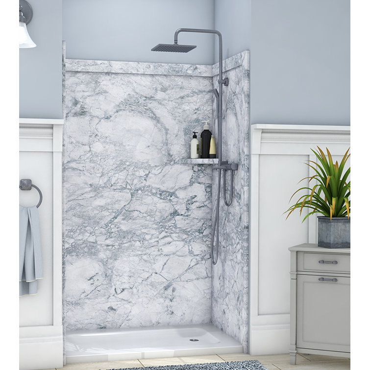 Elegance Everest Gray Marble 80" Alcove Shower Surround