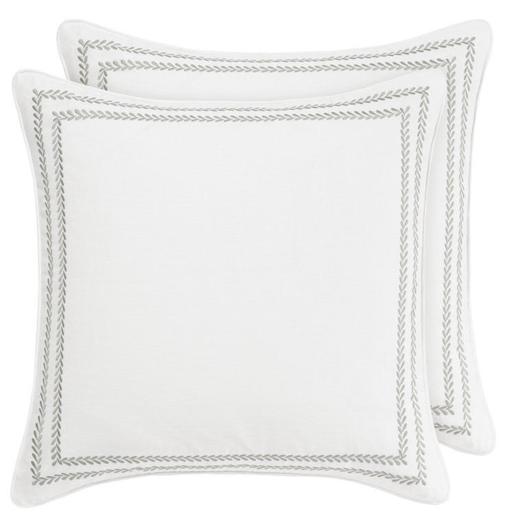 White Cotton Embroidered Euro Sham Pair