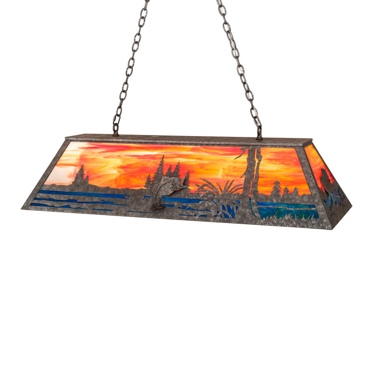 Sunset Scene Glass Linear Pendant Light