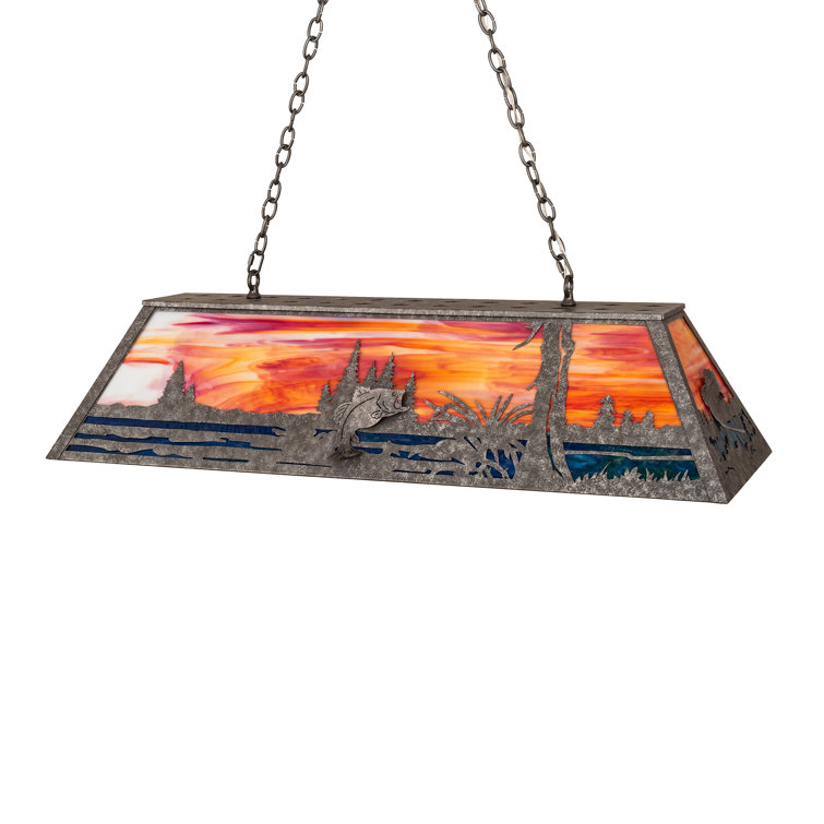Sunset Scene Glass Linear Pendant Light