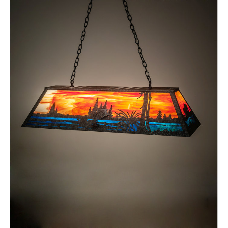Sunset Scene Glass Linear Pendant Light