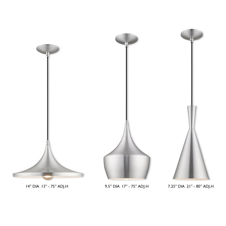 Mini Brushed Aluminum 1-Light Pendant for Indoor/Outdoor
