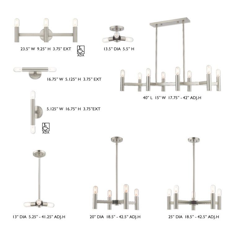 Brushed Nickel 4-Light Geometric Metal Chandelier