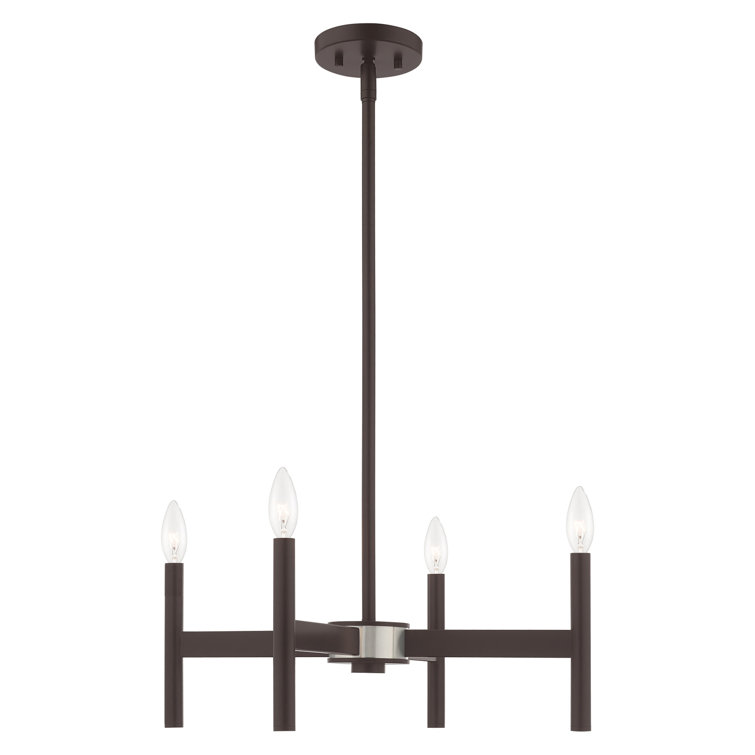 Bronze 4-Light Candle Style Metal Chandelier