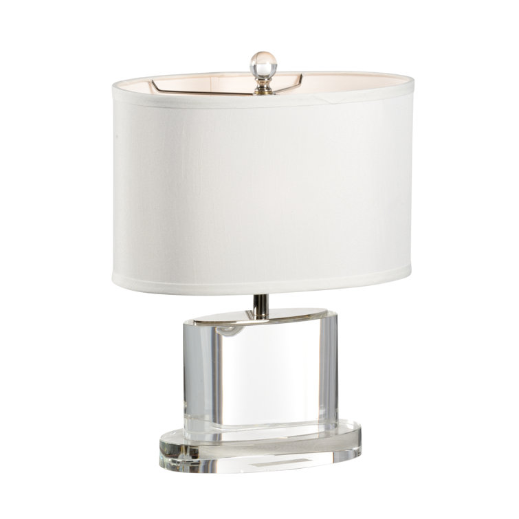 Clear Crystal and White Silkette Table Lamp with 3-Way Switch