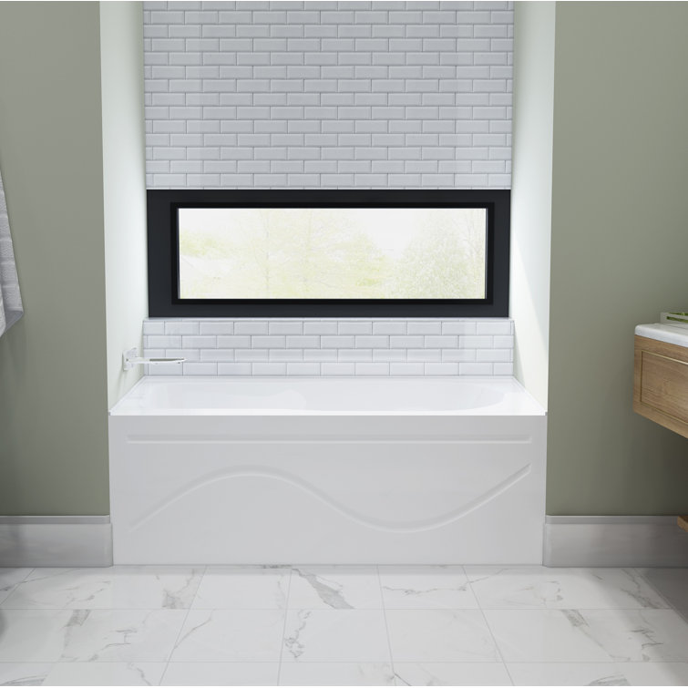 Aqua Eden 60-Inch White Acrylic Alcove Bathtub with Anti-Skid