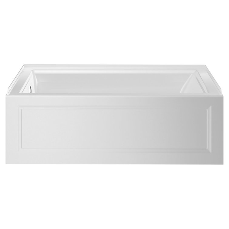 White 60'' Acrylic Alcove Bathtub with Apron