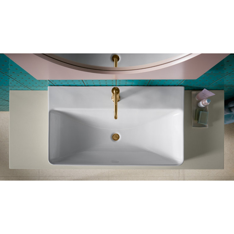 Vox White Ceramic Rectangular Vessel Bathroom Sink