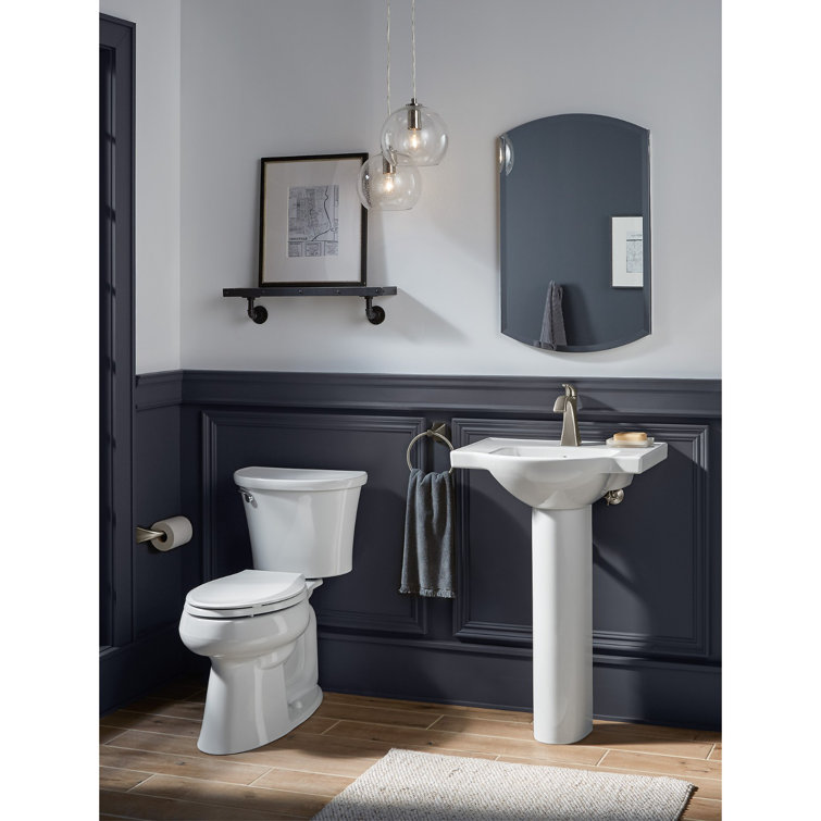 White Ceramic Pedestal Bathroom Sink with Single Faucet Hole