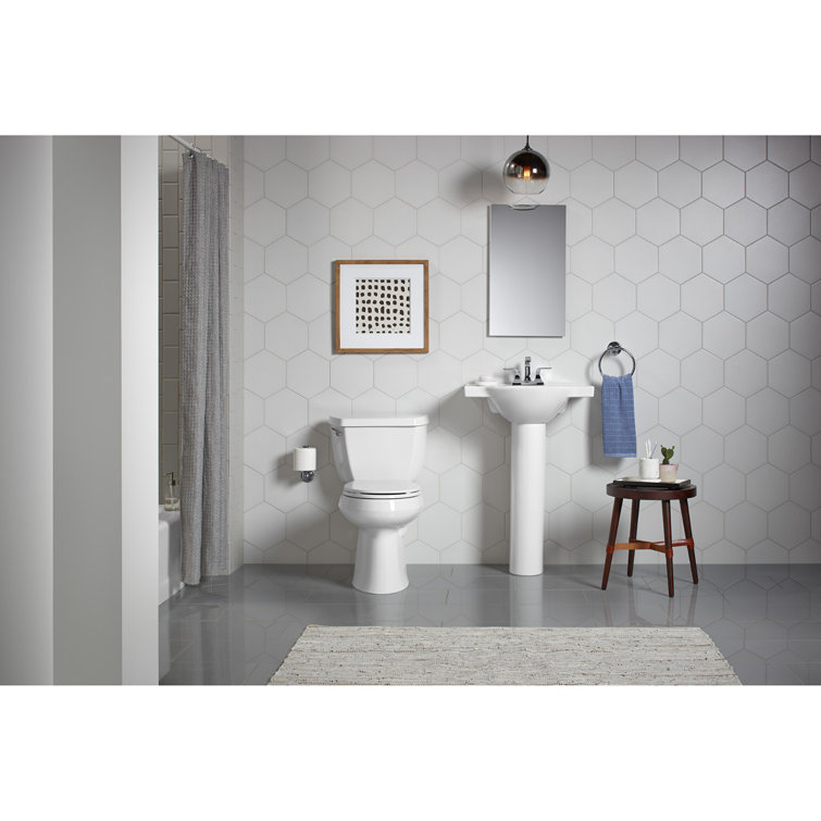 White Ceramic Pedestal Bathroom Sink with Single Faucet Hole