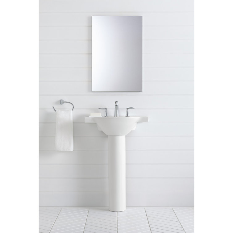 White Ceramic Pedestal Bathroom Sink with Single Faucet Hole