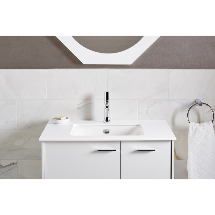 Iron Plains Traditional White Cast Iron Rectangular Undermount Bathroom Sink