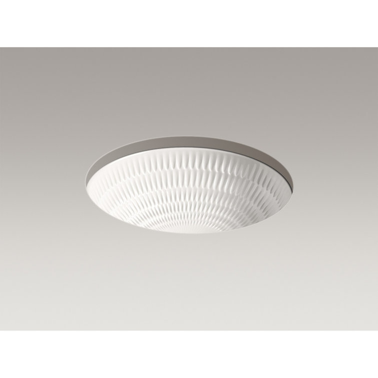 Translucent White Ceramic Undermount Bathroom Sink with Textured Design