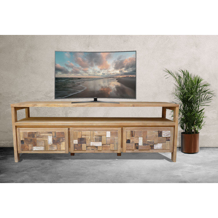 Chic Teak Mosaic 70" Reclaimed Teak TV Stand with Storage