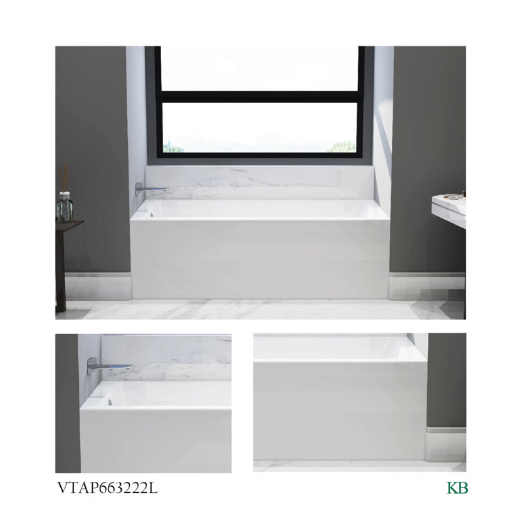 Aqua Eden 66-Inch White Acrylic Alcove Tub