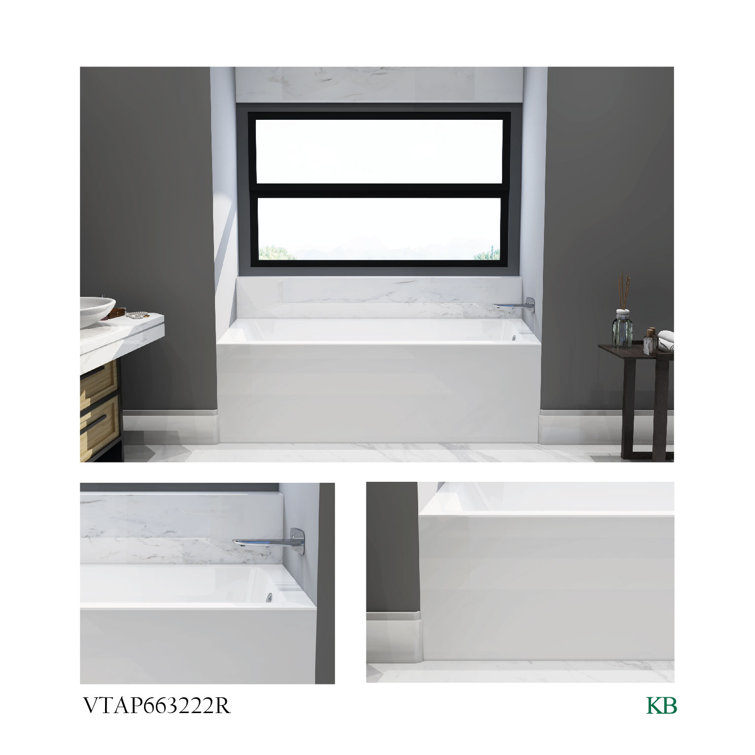 Aqua Eden 66-Inch White Acrylic Alcove Tub with Right Drain
