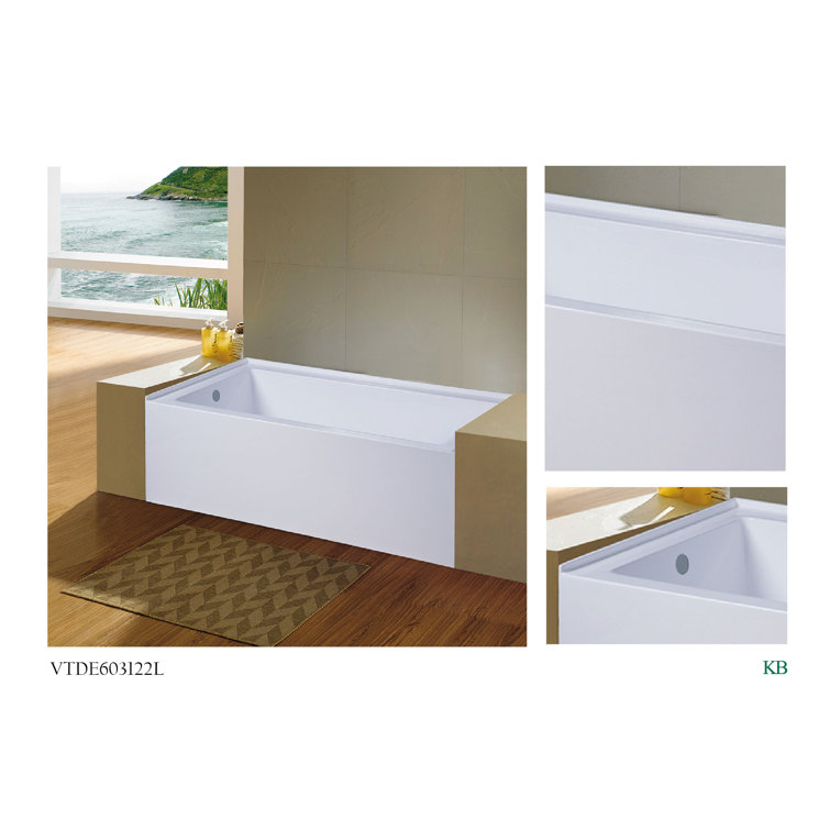 Aqua Eden 60" White Acrylic Alcove Bathtub with Left Drain