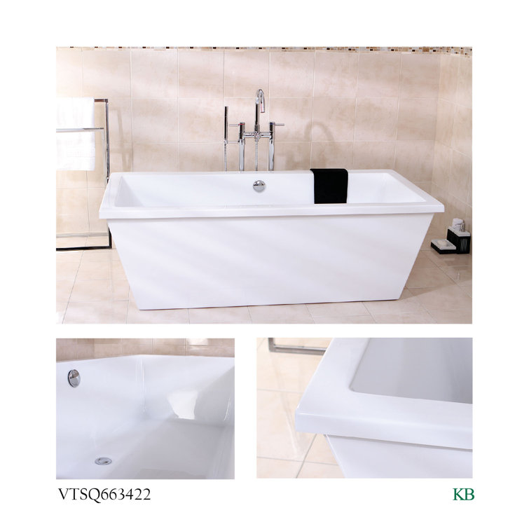 Aqua Eden 66-Inch White Acrylic Freestanding Bathtub