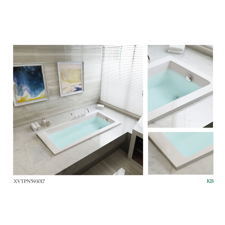 Aqua Eden 59-Inch White Acrylic Rectangular Drop-In Tub with Jets