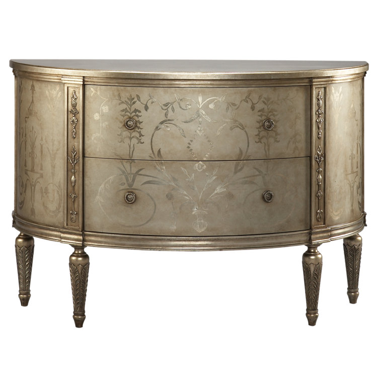 Melrose 56'' Antique Silver Leaf Mirrored Sideboard