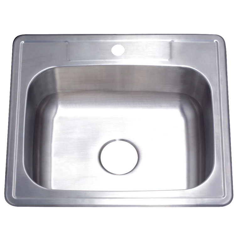 Brushed Stainless Steel Single Bowl Drop-In Kitchen Sink