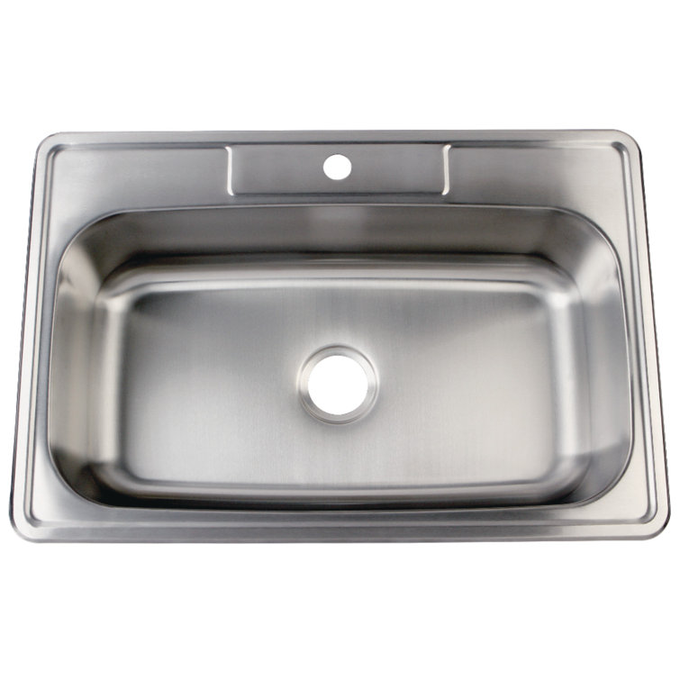 Brushed Stainless Steel Single Bowl Drop-In Kitchen Sink