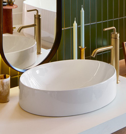 White Ceramic Oval Vessel Bathroom Sink