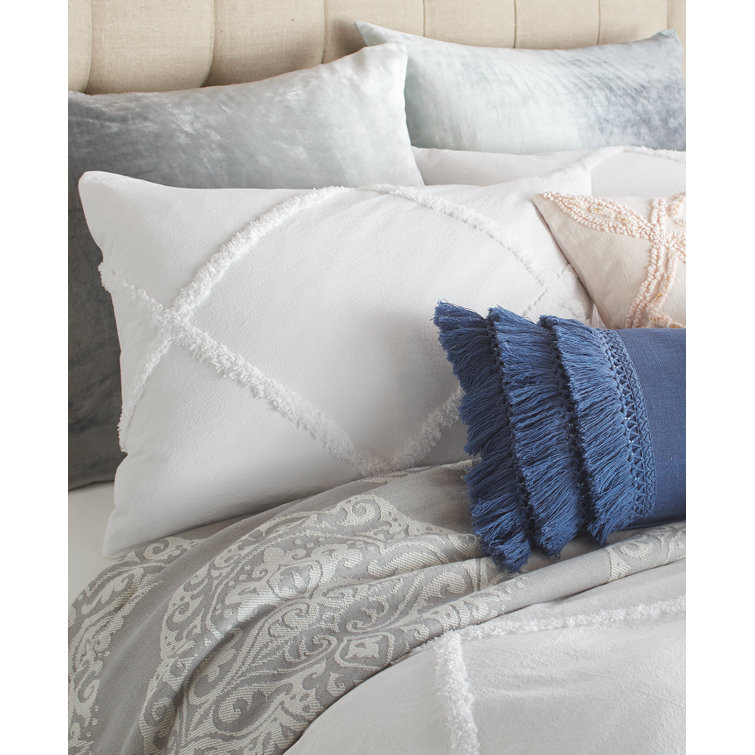White Cotton Chenille Lattice Queen Duvet Cover