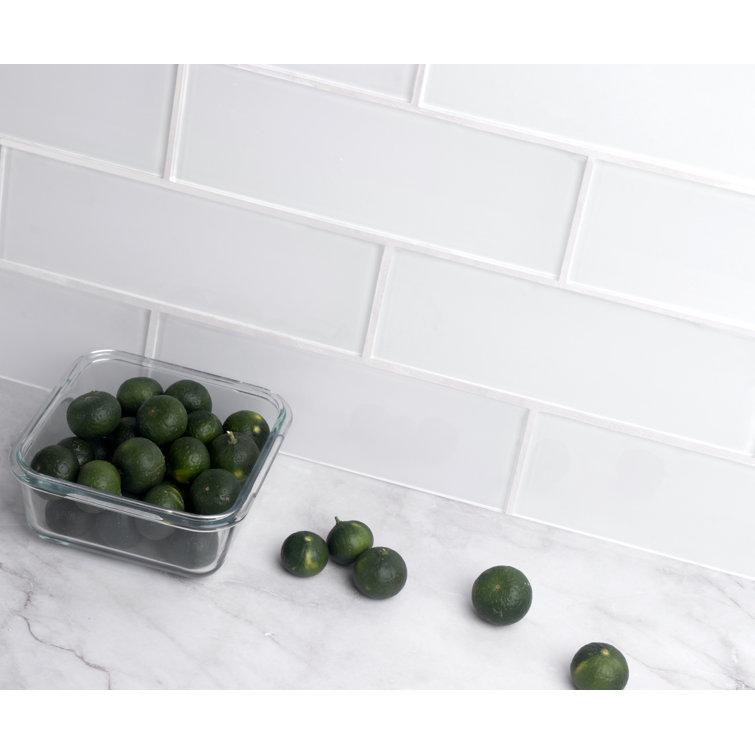 Super White 3" x 9" Glass Subway Wall Tile
