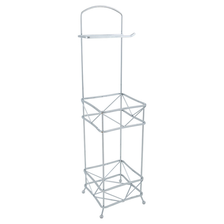 Chrome Free Standing Toilet Paper Holder with Reserve Storage